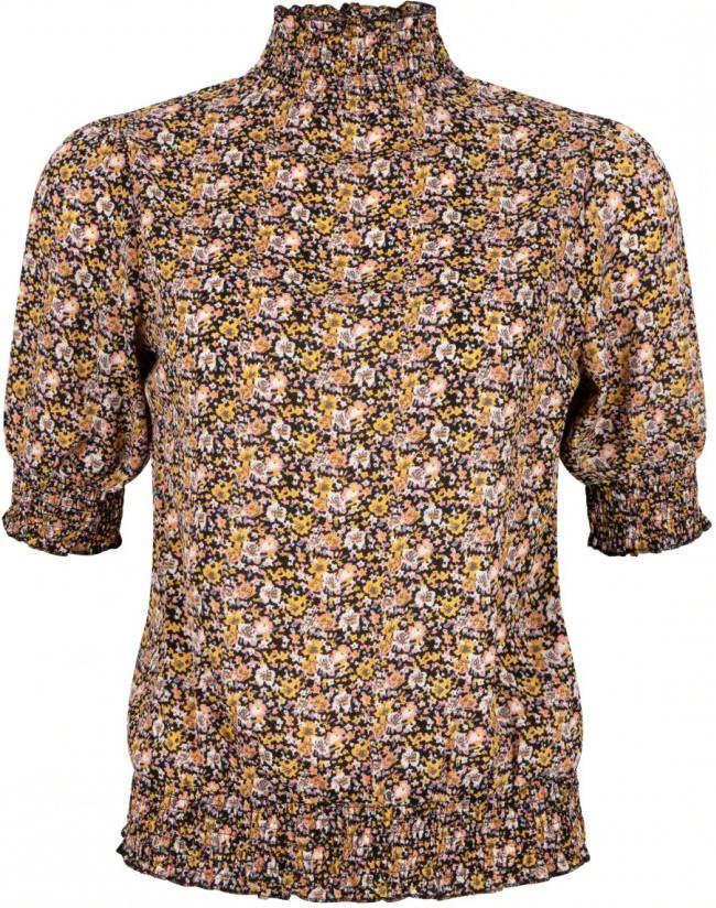 Lofty Manner gebloemde top Marjolein bruin/geel/zwart