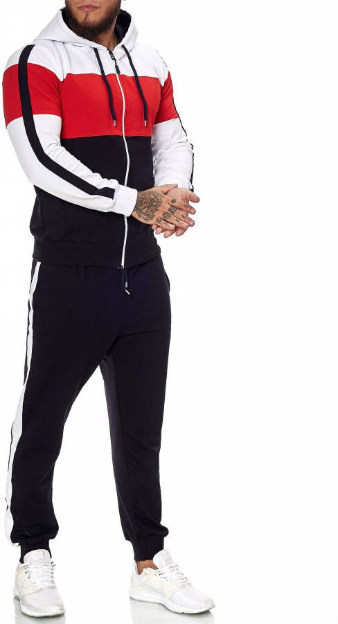 One Redox Heren joggingpak huispak wit rood zwart 1082(kopie )