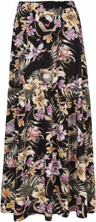 O'Neill gebloemde rok zwart/paars/groen