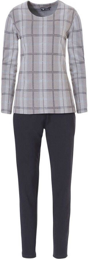 Pastunette Luxe katoen jacquard huispak/lounge pak met lange mouwen 'checkered elegance'