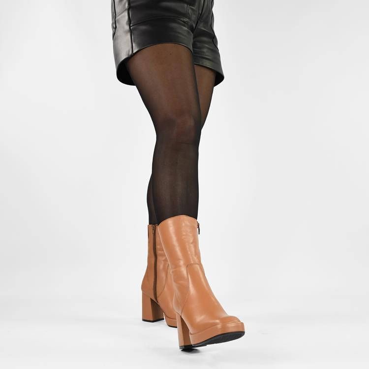 PS Poelman Rexi leren enkellaarzen camel