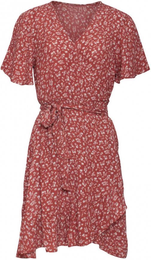 Smashed Lemon gebloemde overslagjurk Johanna brique/wit