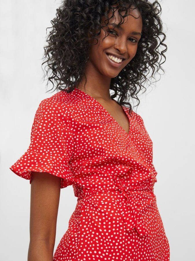 VERO MODA wikkeljurk VMHENNA van gerecycled polyester rood