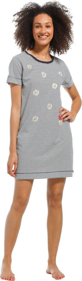 Rebelle Gestreept katoenen damesnachthemd 'daisy flowers'