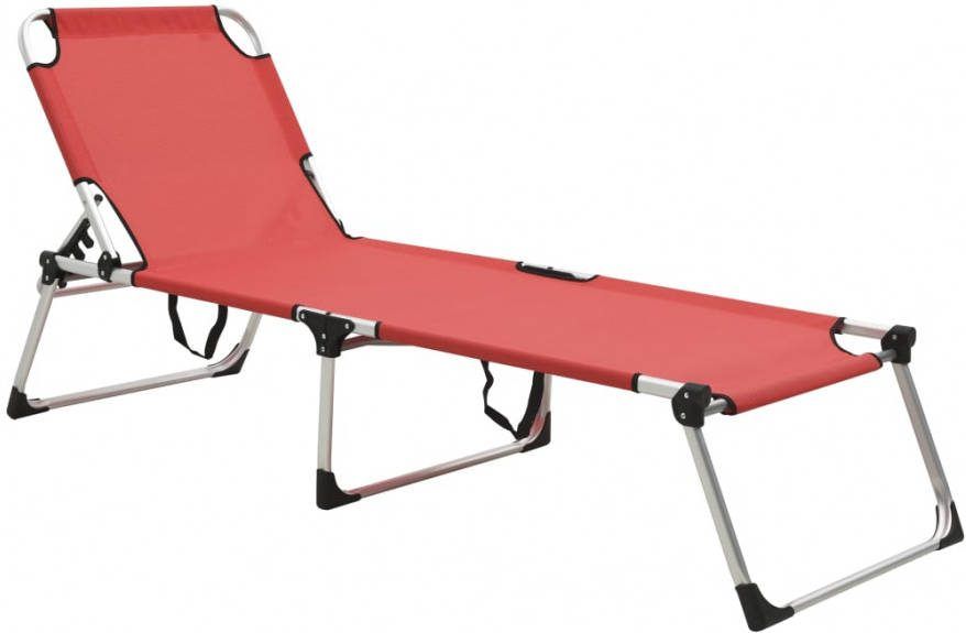 VIDAXL Ligbed extra hoog inklapbaar senior aluminium rood