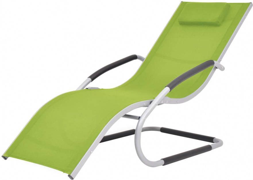 VIDAXL Ligbed met kussen aluminium en textileen groen