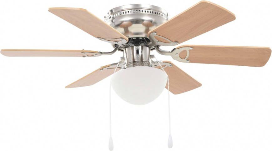 VIDAXL Plafondventilator met lamp 82 cm lichtbruin
