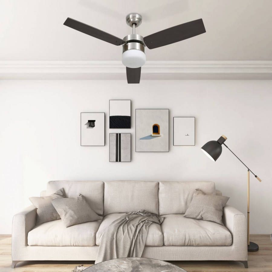 VIDAXL Plafondventilator met lamp afstandsbediening 108 cm donkerbruin