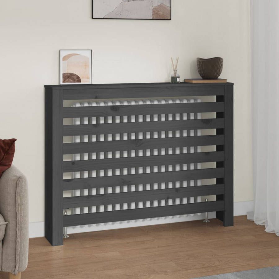 VIDAXL Radiatorombouw 108, 5x19x84 cm massief grenenhout grijs