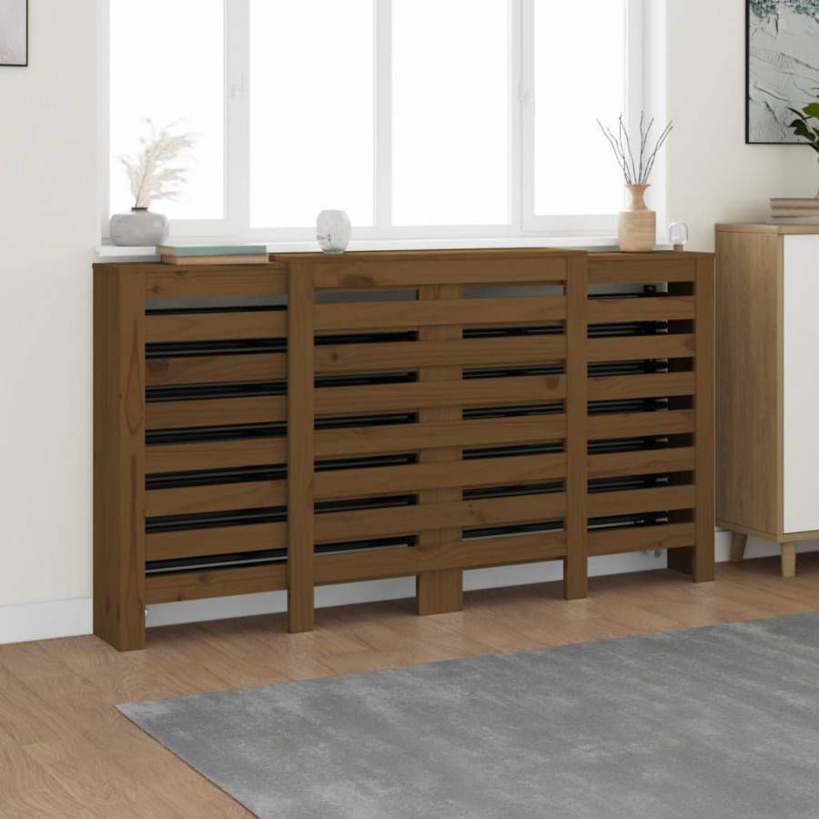 VIDAXL Radiatorombouw 210x21x85 cm massief grenenhout honingbruin