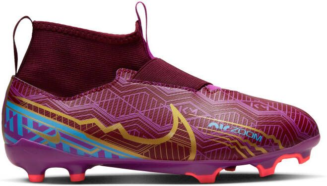 Nike Kids Nike Zoom Mercurial Superfly 9 Academy KM Gras/Kunstgras Voetbalschoenen(MG)Kids Paars Bordeauxrood Goud