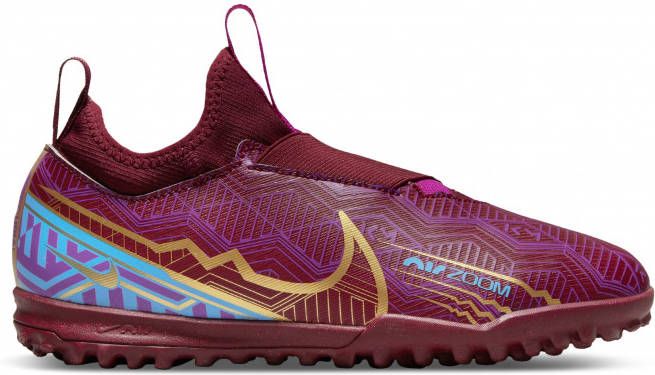 Nike Kids Nike Zoom Mercurial Vapor 15 Academy KM Turf Voetbalschoenen(TF)Kids Paars Bordeauxrood Goud