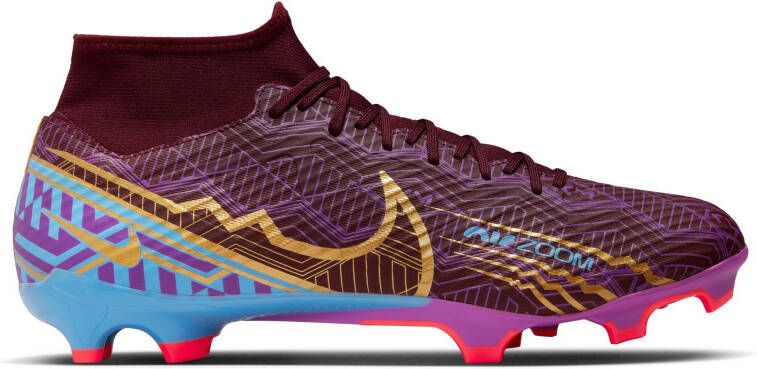 Nike Zoom Mercurial Superfly 9 Academy KM Gras/Kunstgras Voetbalschoenen(MG)Paars Bordeauxrood Goud