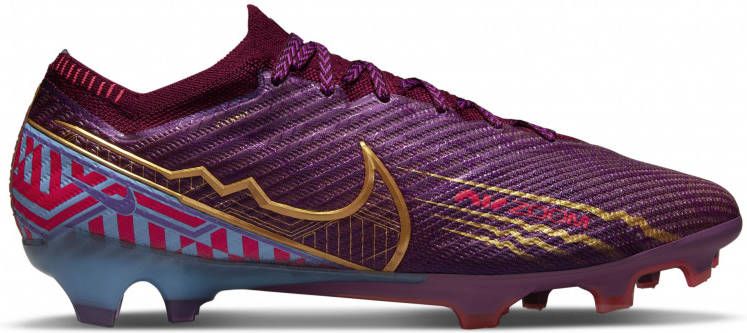 Nike Zoom Mercurial Vapor 15 Elite KM Gras Voetbalschoenen(FG)Paars Bordeauxrood Goud