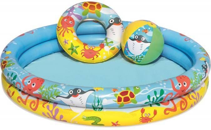 Shoppartners Kinder Opblaas Zwembad 122 X 25 Cm Inclusief Reparatieset, Strandbal En Zwemband Kinderbad Opblaasbare Zwembad