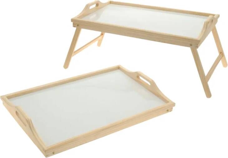 Massamarkt Ontbijt Dienblad Voor Bed Met Pootjes Opklapbaar Hout L50xB33xH23cm
