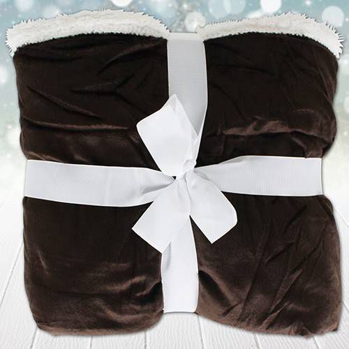 Merkloos Zachte Deken/Plaid/Kleedje Sherpa Bruin 130 X 160 Cm Bank/woonkamer Dekentjes