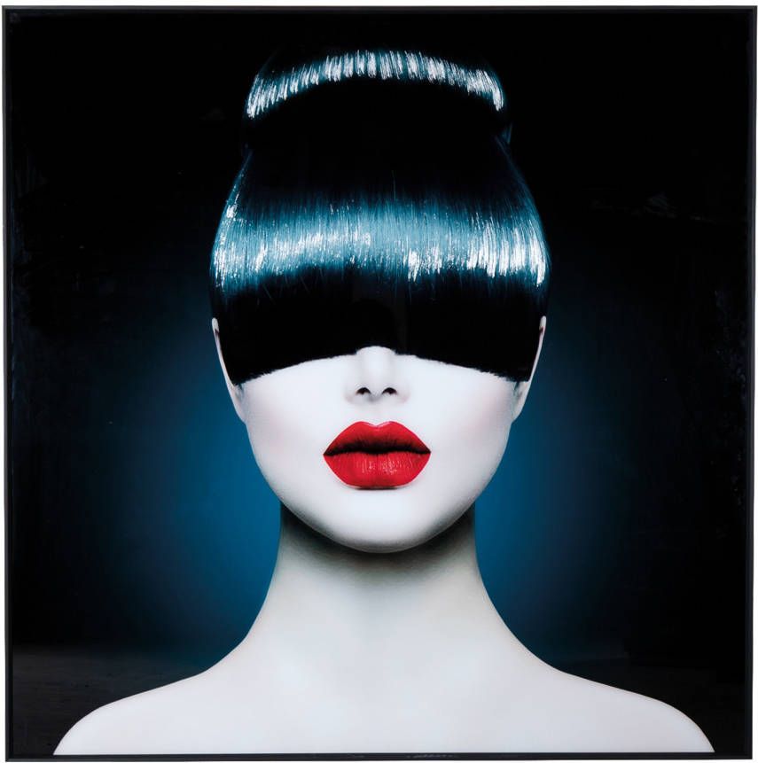 PTMD Melani Glass Art wall picture woman red lips