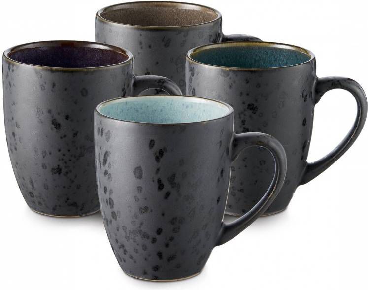 Bitz Mokken Gastro Zwart/multi Blauw 300 Ml 4 Stuks