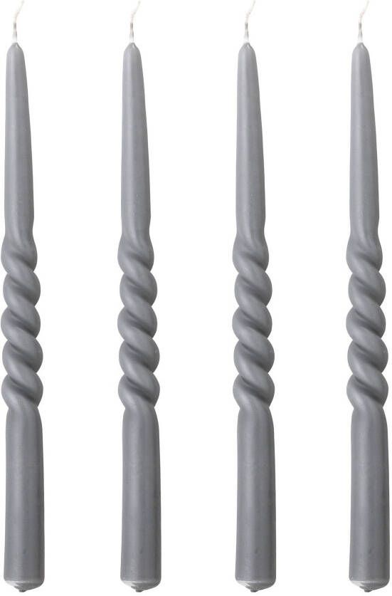 Bloomingville Kaars Twist Set van 4 Grijs 30 x 2,2 x 2,2