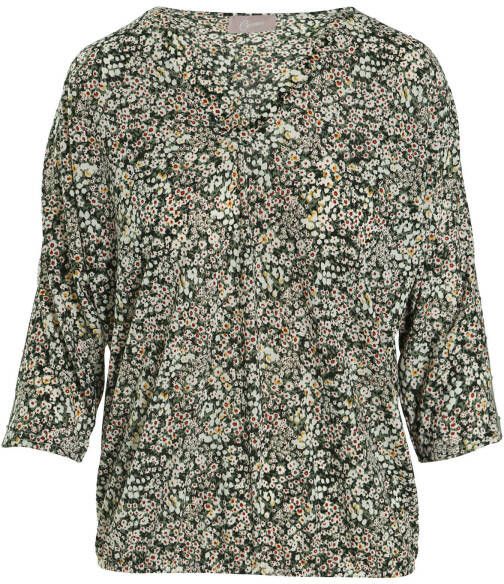 Cassis gebloemde top kaki