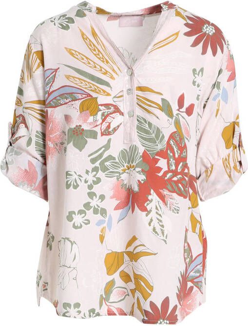 Cassis gebloemde top wit/rood/groen/geel/lichtblauw