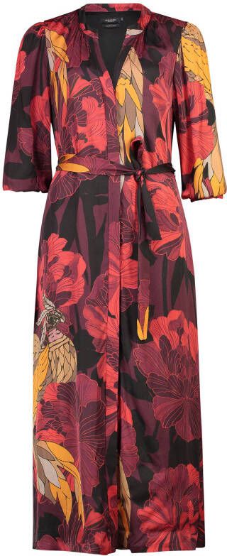 Claudia Str&#xE4, ter Maxi blousejurk van satijn met bloemen en dierenprint