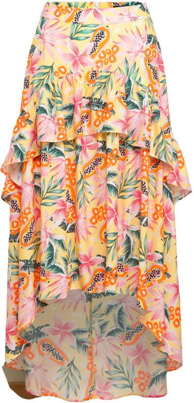 Colourful Rebel gebloemde maxi rok Marley lichtroze/geel