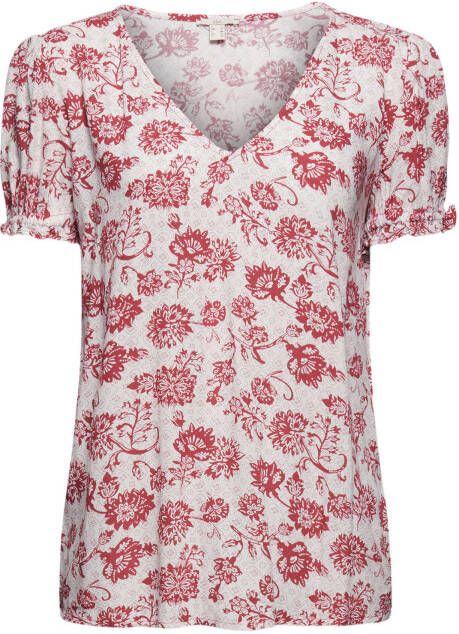 ESPRIT edc Women gebloemde top wit/rood