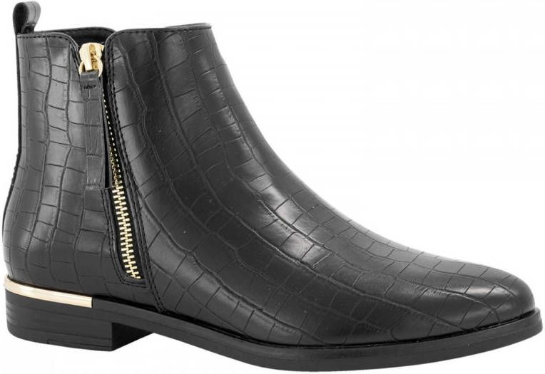 Graceland Zwarte enkellaars crocoprint maat 39