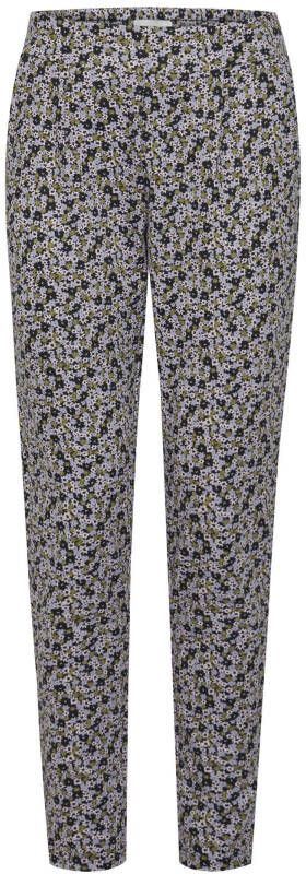 ICHI gebloemde slim fit broek IHKATE lila/multi