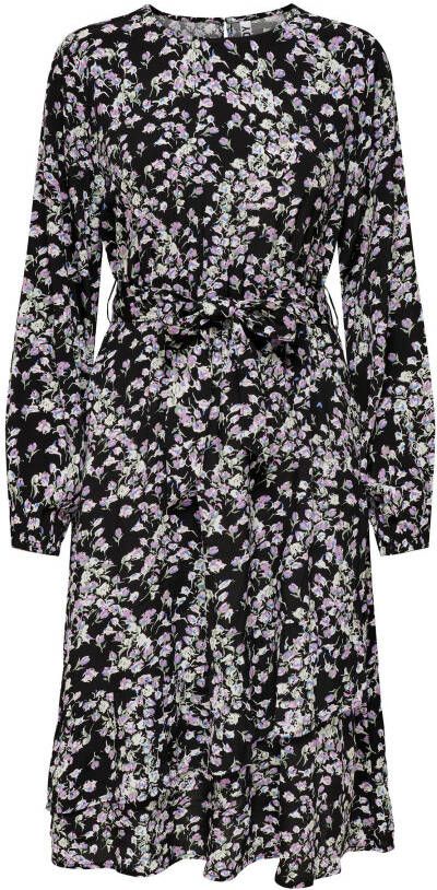 JDY gebloemde jurk MELINDA zwart/paars