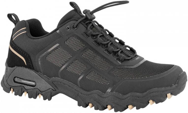 landrover Zwarte wandelschoen elastische vetersluiting