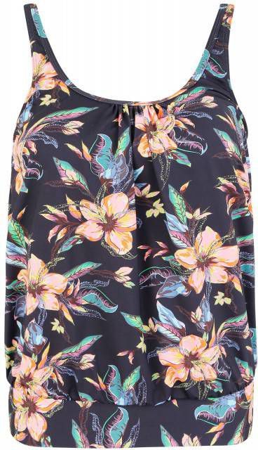 Lascana gebloemde tankini bikinitop donkergrijs