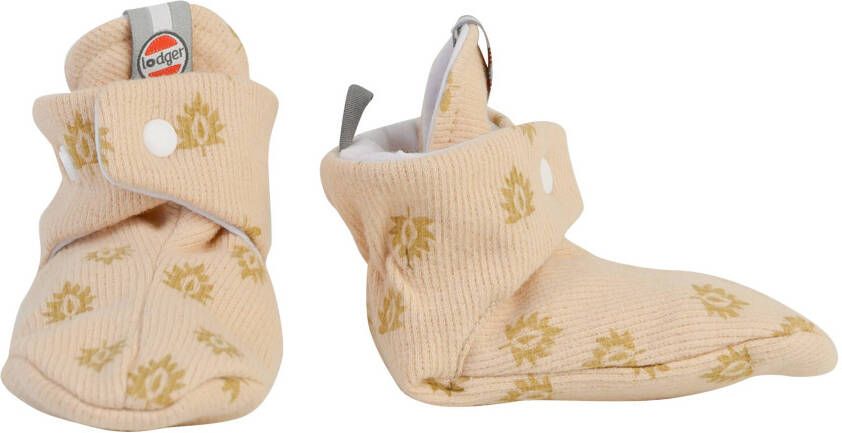Lodger baby slofjes met all over print beige