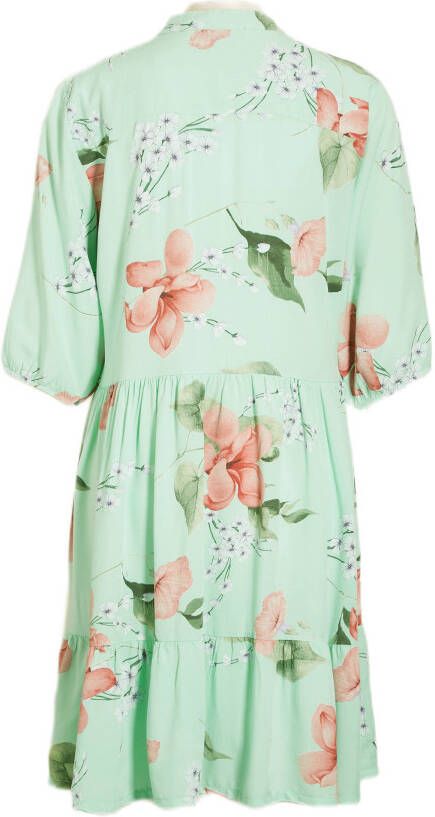 LOLALIZA gebloemde A lijn jurk mintgroen/lichtroze/groen