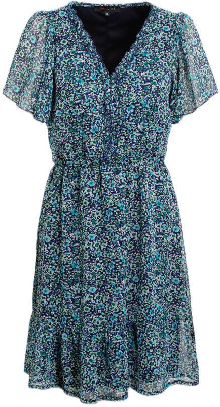 LOLALIZA gebloemde jurk blauw/groen