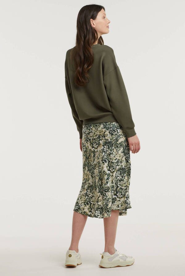 Minimum gebloemde midi rok Albi donkergroen