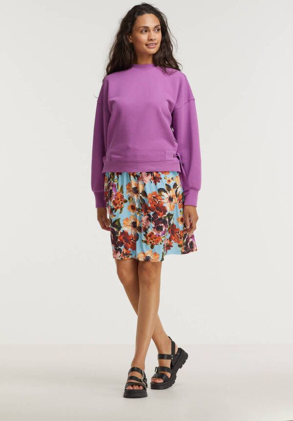 MORE & MORE gebloemde rok lichtblauw/multi