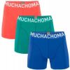 Muchachomalo boxershort Solid set van 3 blauw/groen/rood online kopen