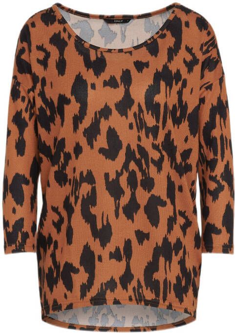 ONLY gebloemde top ONLELCOS donkeroranje/zwart