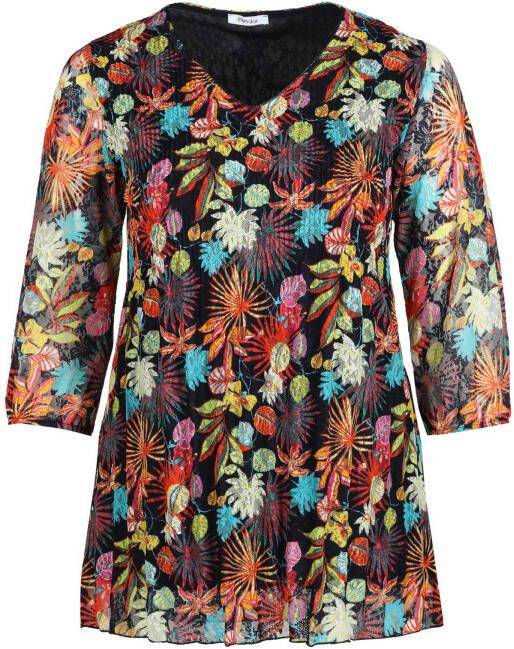 Paprika gebloemde tuniek multi