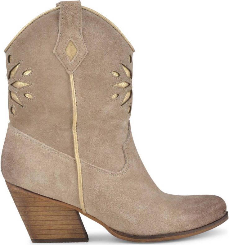 PS Poelman Dixie leren cowboylaarzen beige/goud