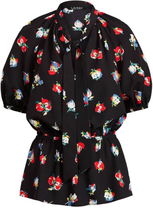 Ralph Lauren gebloemde blouse zwart/rood/ecru
