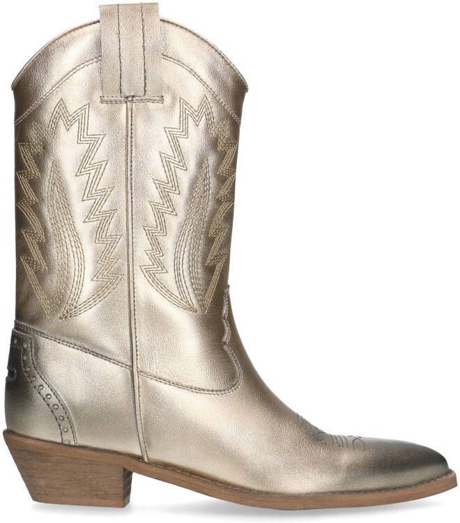 Sacha leren cowboylaarzen goud
