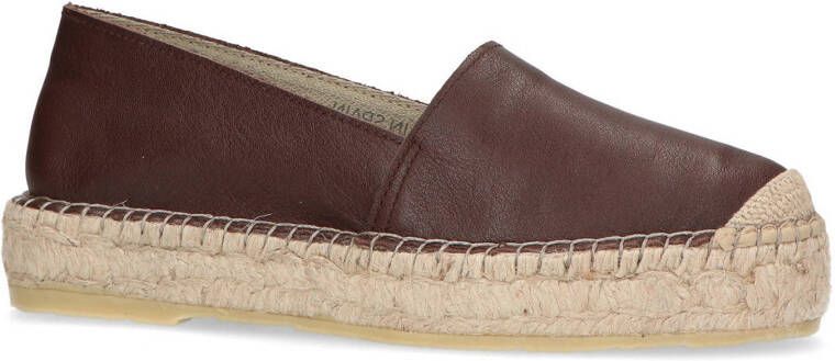 Sacha leren plateau espadrilles donkerbruin