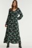 Smashed Lemon maxi jurk met all over print en volant zwart/groen/wit online kopen