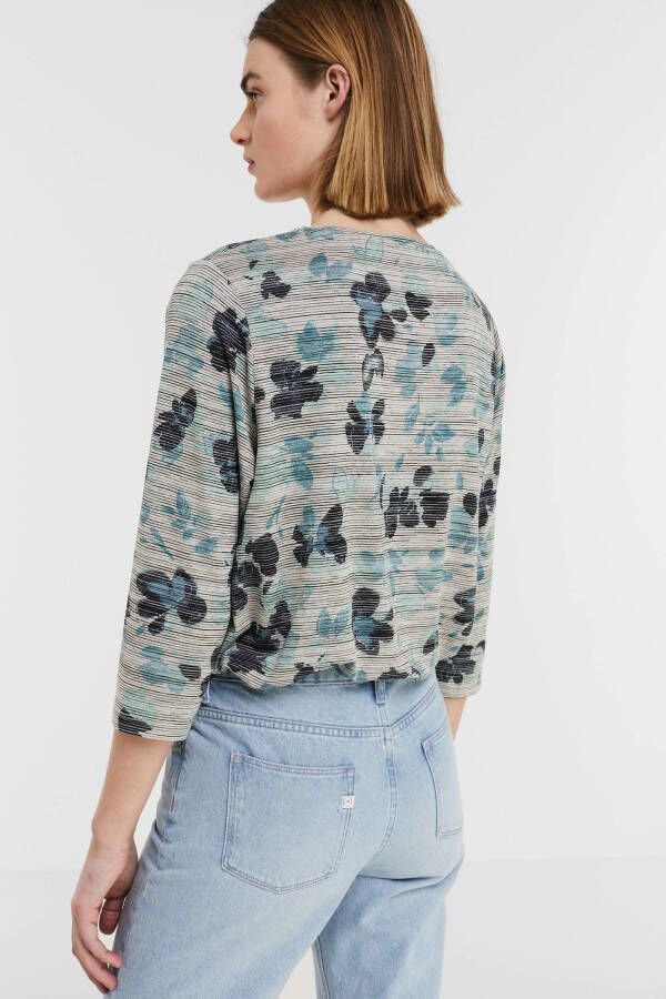 Soyaconcept gebloemde top Galina 14 beige/turquoise/zwart