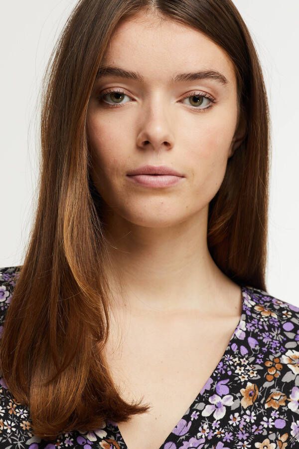 VERO MODA gebloemde overslag top VMISA zwart/paars