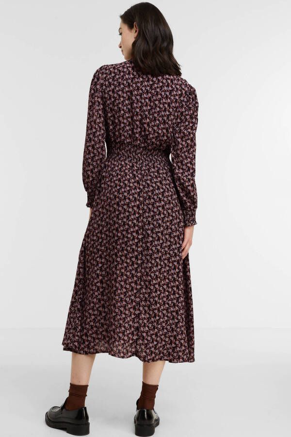 Ydence gebloemde jurk Tamar burgundy flower
